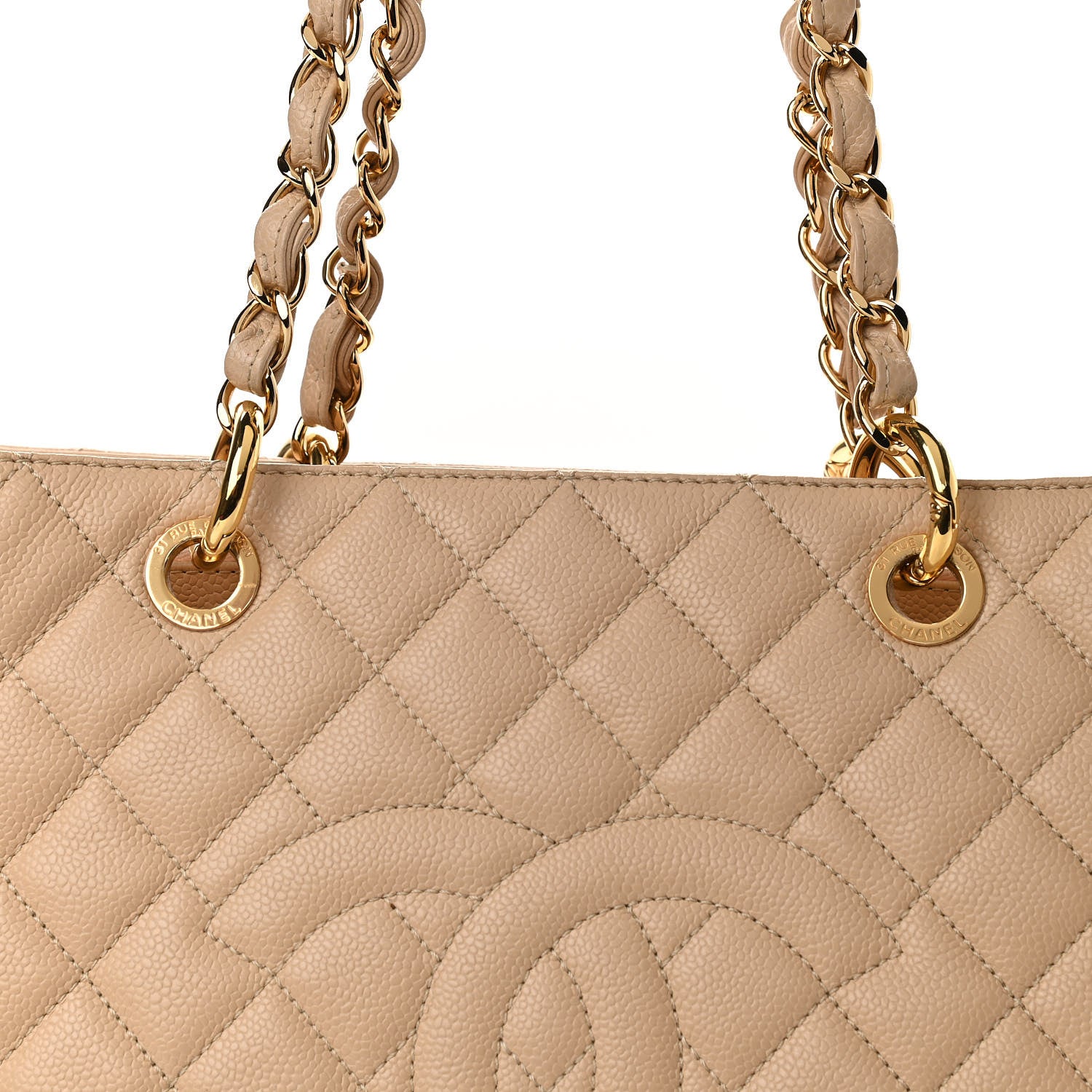 Chanel Caviar Quilted Grand Shopping Tote GST Beige Clair 8 of 12