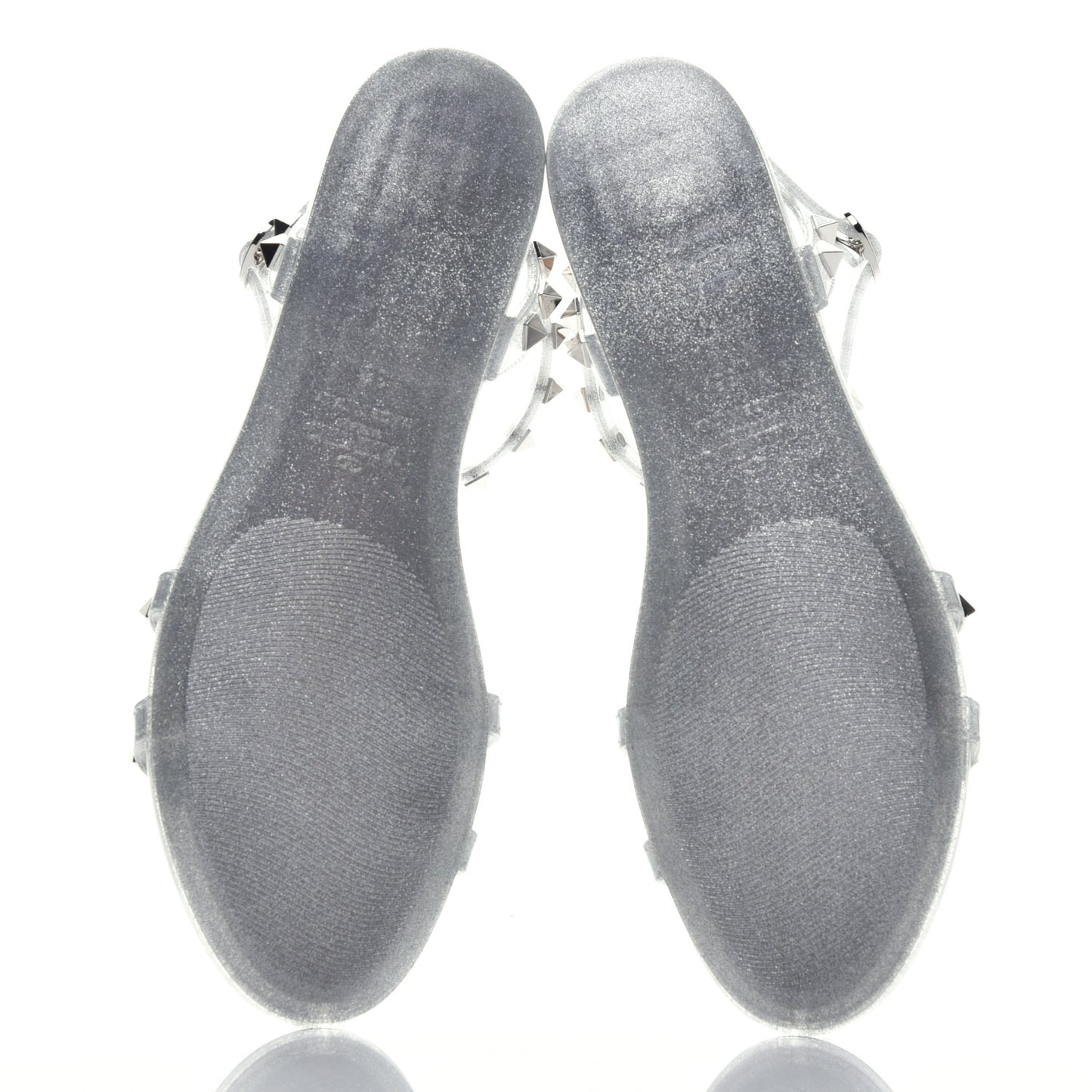 PVC Jelly Glitter Rockstud Caged Sandals 36 SIlver