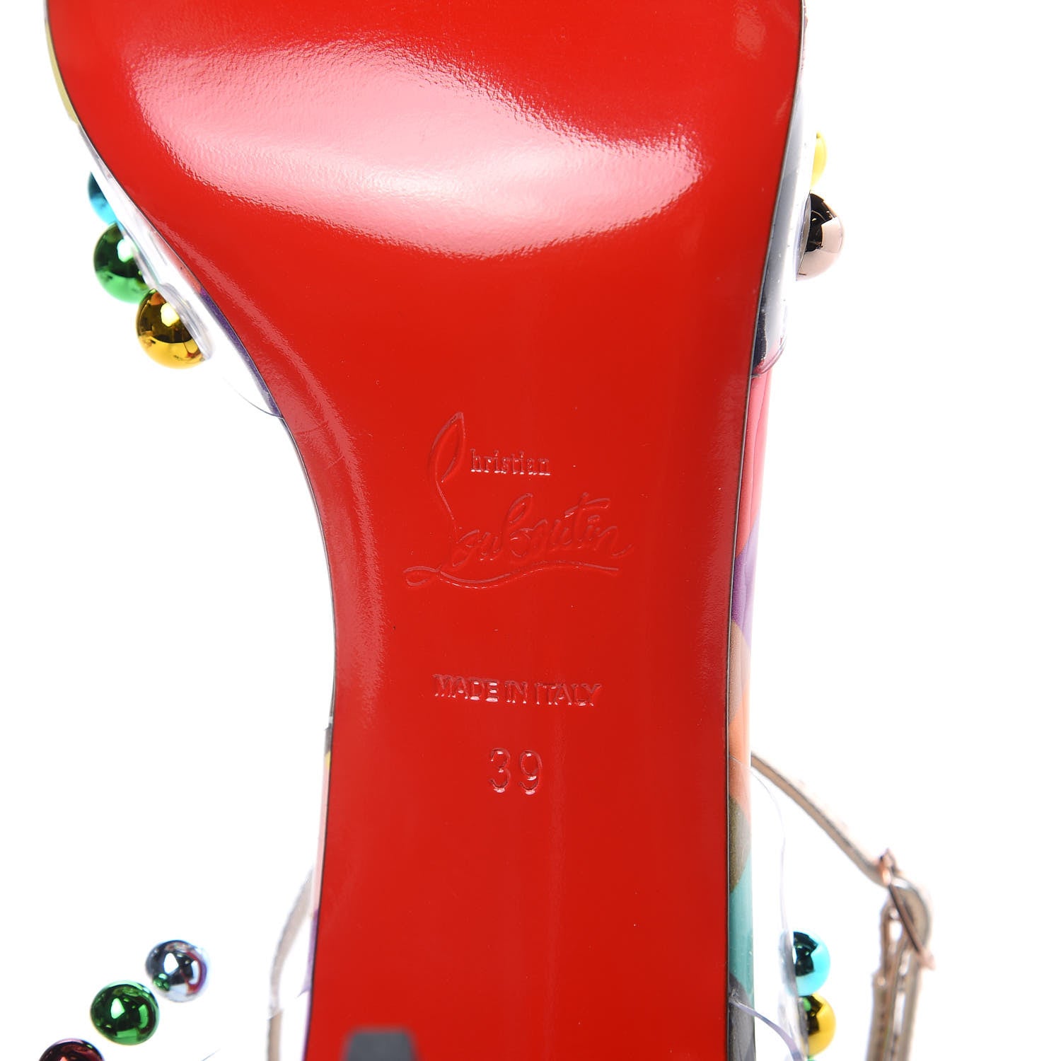 Christian Louboutin Patent PVC Ranimule 85 T-Strap Sandals 39 Multicolor 7 of 9