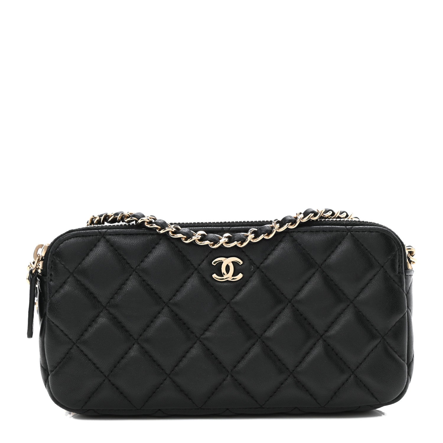 Chanel Lambskin Quilted Small Clutch With Chain Black 1 of 11