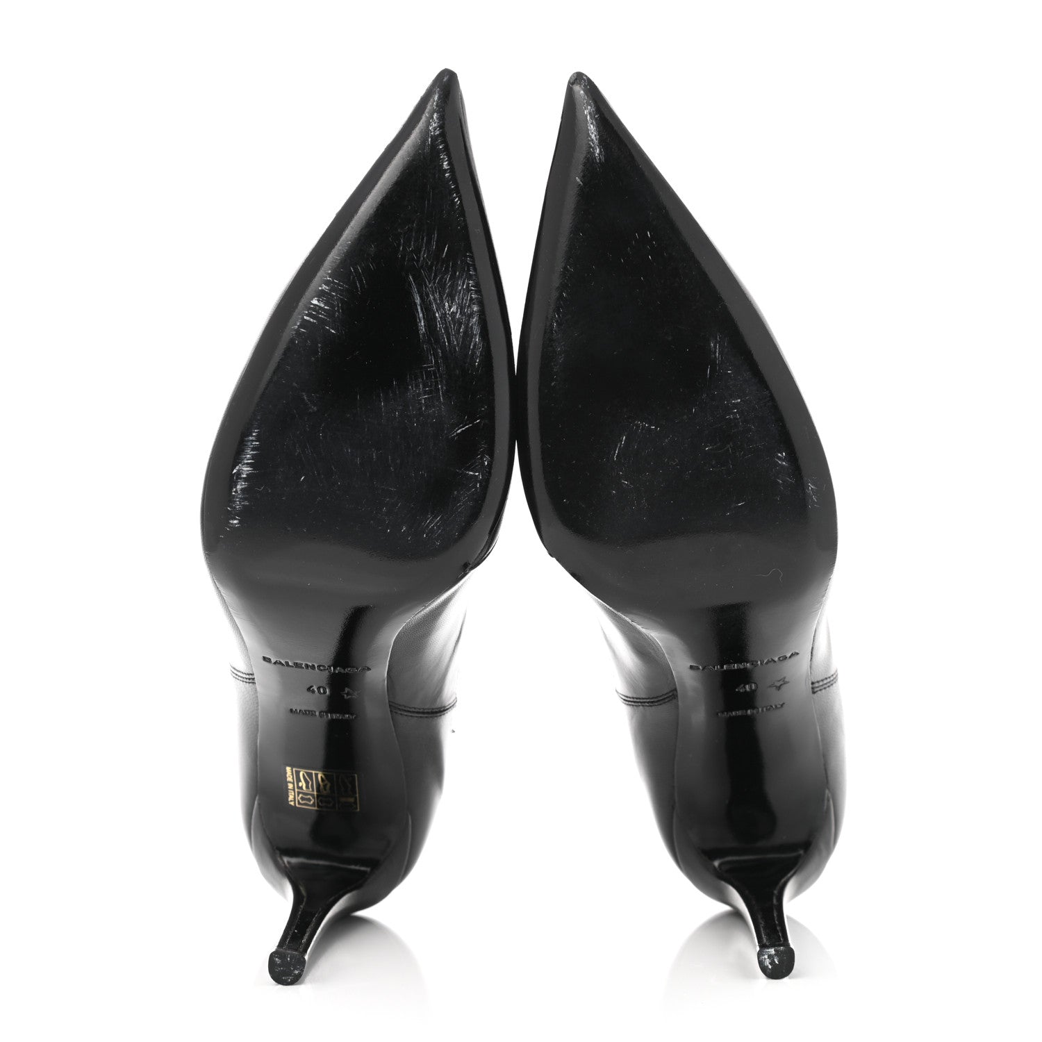 Balenciaga Shiny Sheepskin Pointed Toe Booties 40 Black 5 of 10