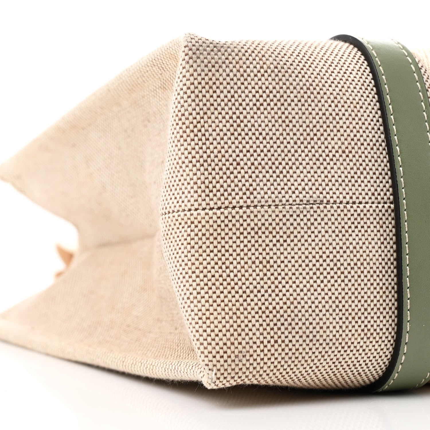 Chloe Cotton Calfskin Medium Woody Ribbon Tote White Green 9 of 10