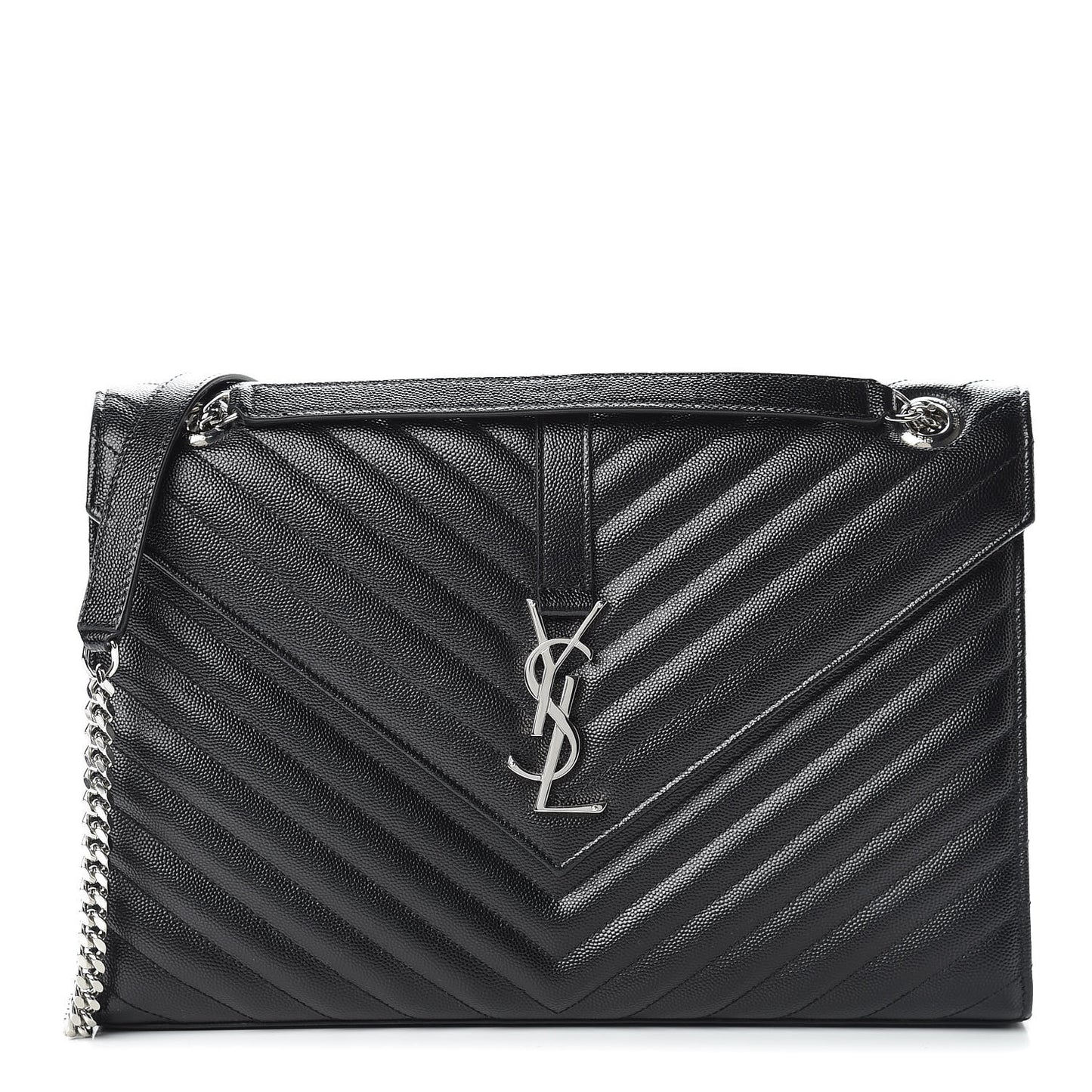 Grain De Poudre Matelasse Chevron Large Monogram Satchel Black
