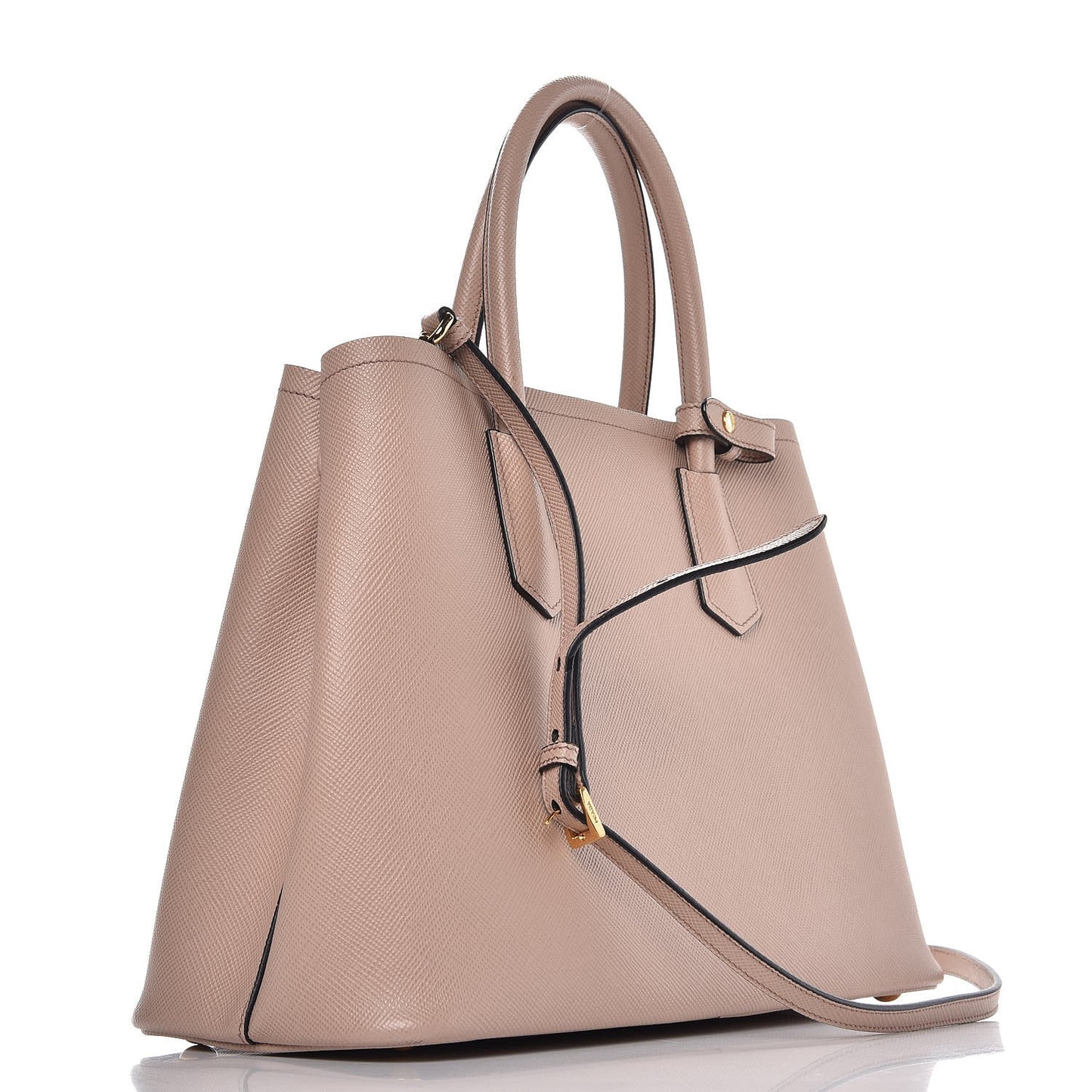 Saffiano Cuir Medium Double Bag Cammeo Black