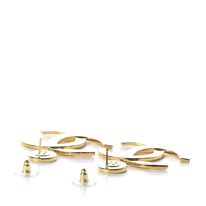 Chanel Metal Large Paris Button Earrings Gold 3 of 5