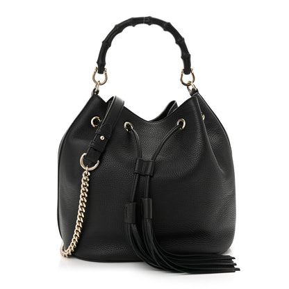 Gucci Pebbled Calfskin Miss Bamboo Bucket Bag Black 1 of 10