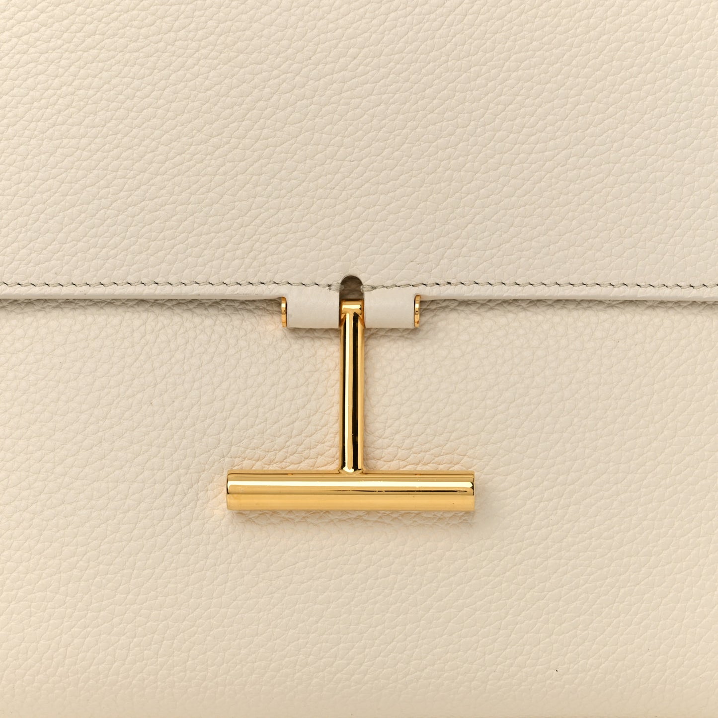 Grained Calfskin Large T Clasp Tara Crossbody Bag White