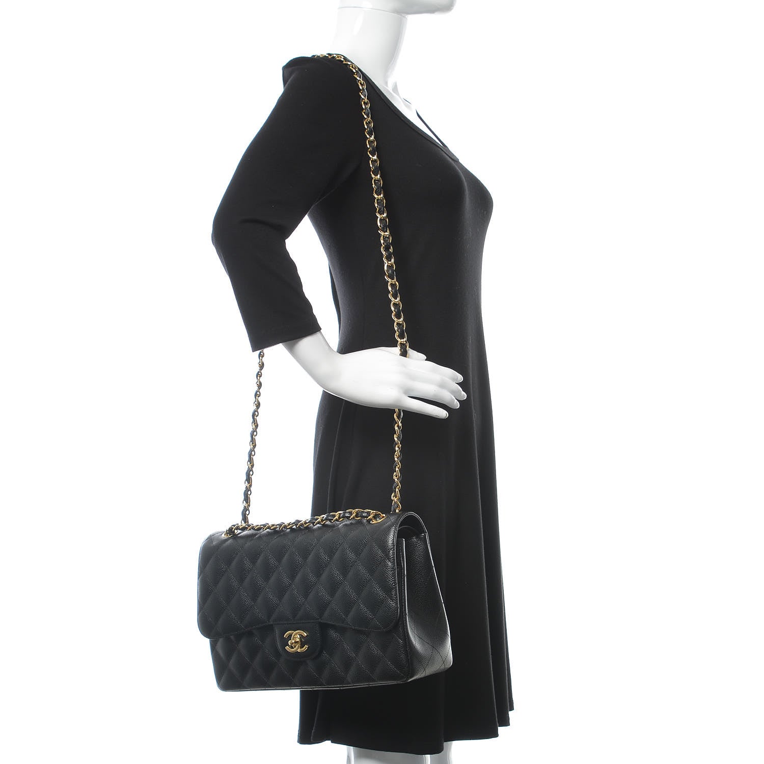 Chanel Caviar Quilted Jumbo Double Flap Black 2 of 10