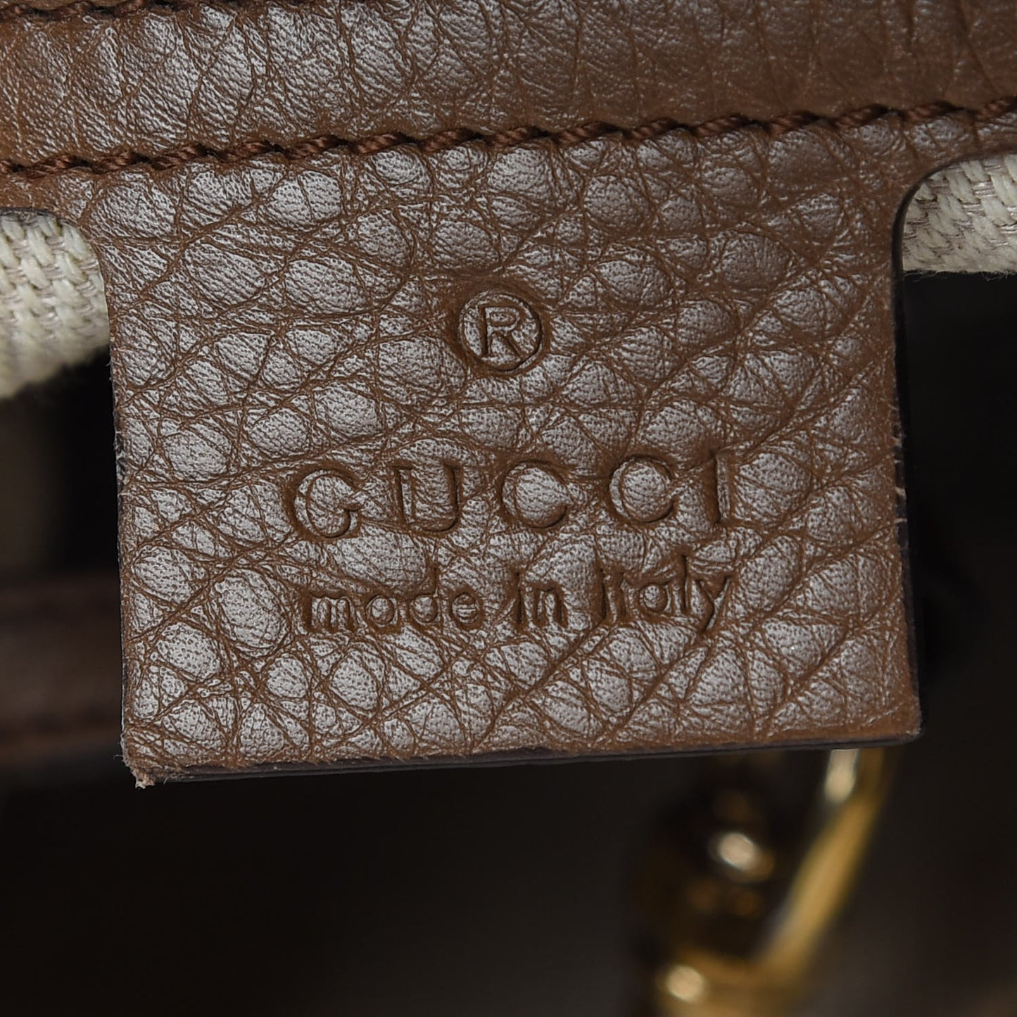 Pebbled Calfskin Medium Soho Shoulder Bag Brown
