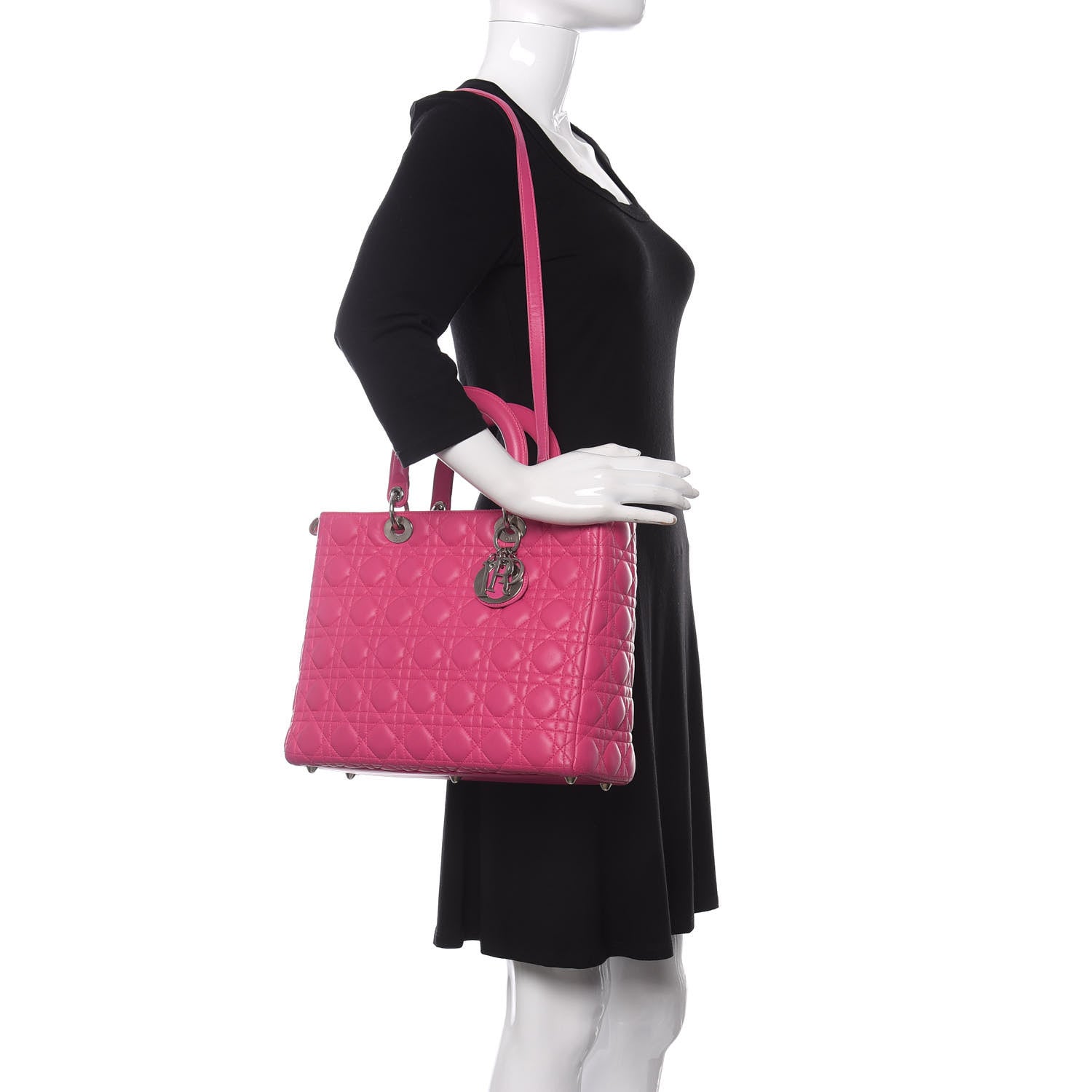 Christian Dior Lambskin Cannage Large Lady Dior Pink 2 of 10