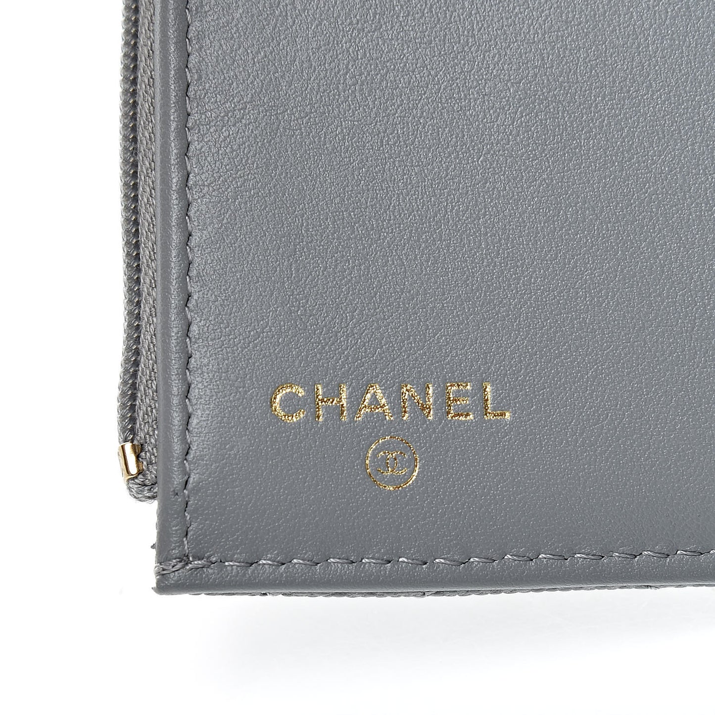 Caviar Quilted Compact Flap Wallet Grey