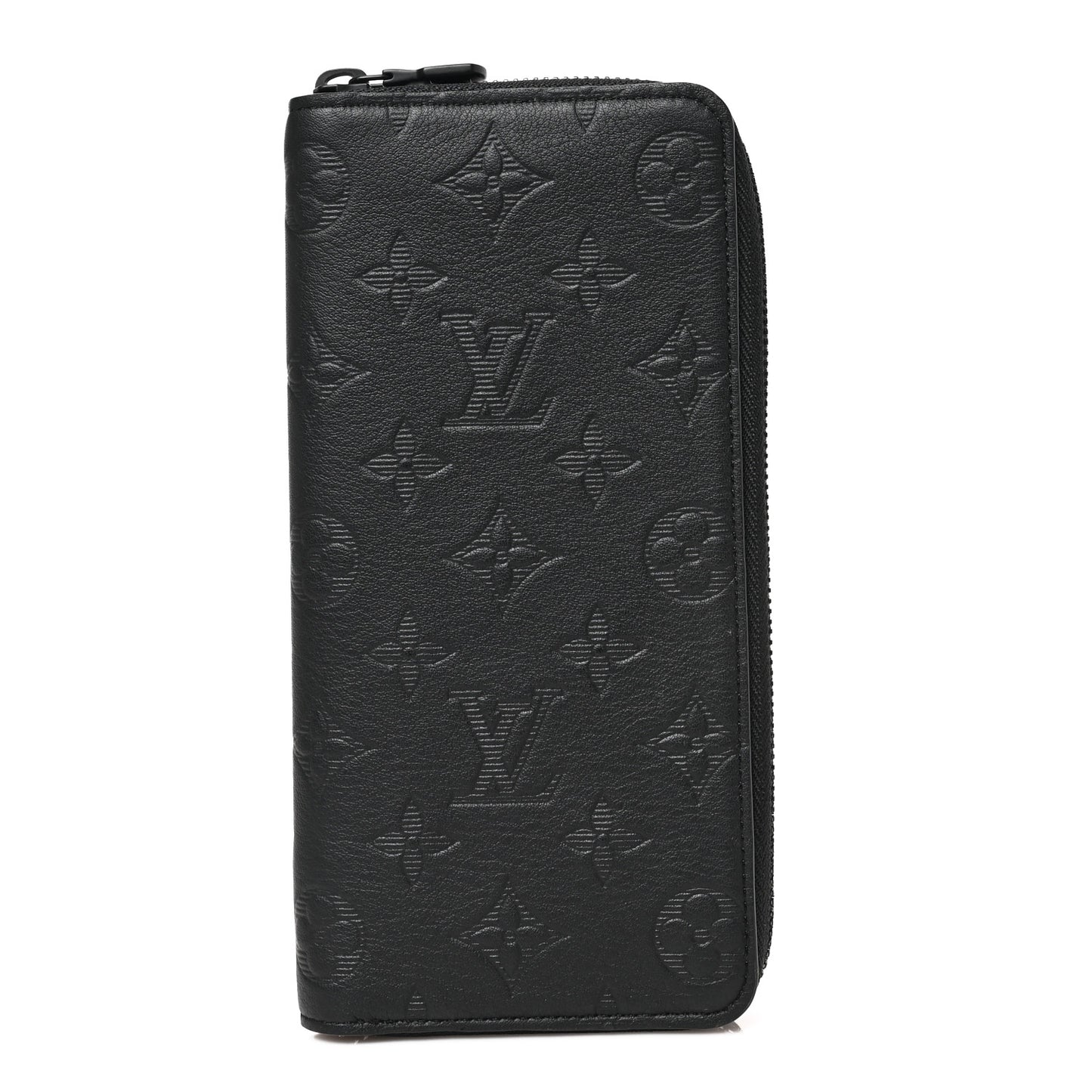 Calfskin Monogram Shadow Vertical Zippy Wallet Black