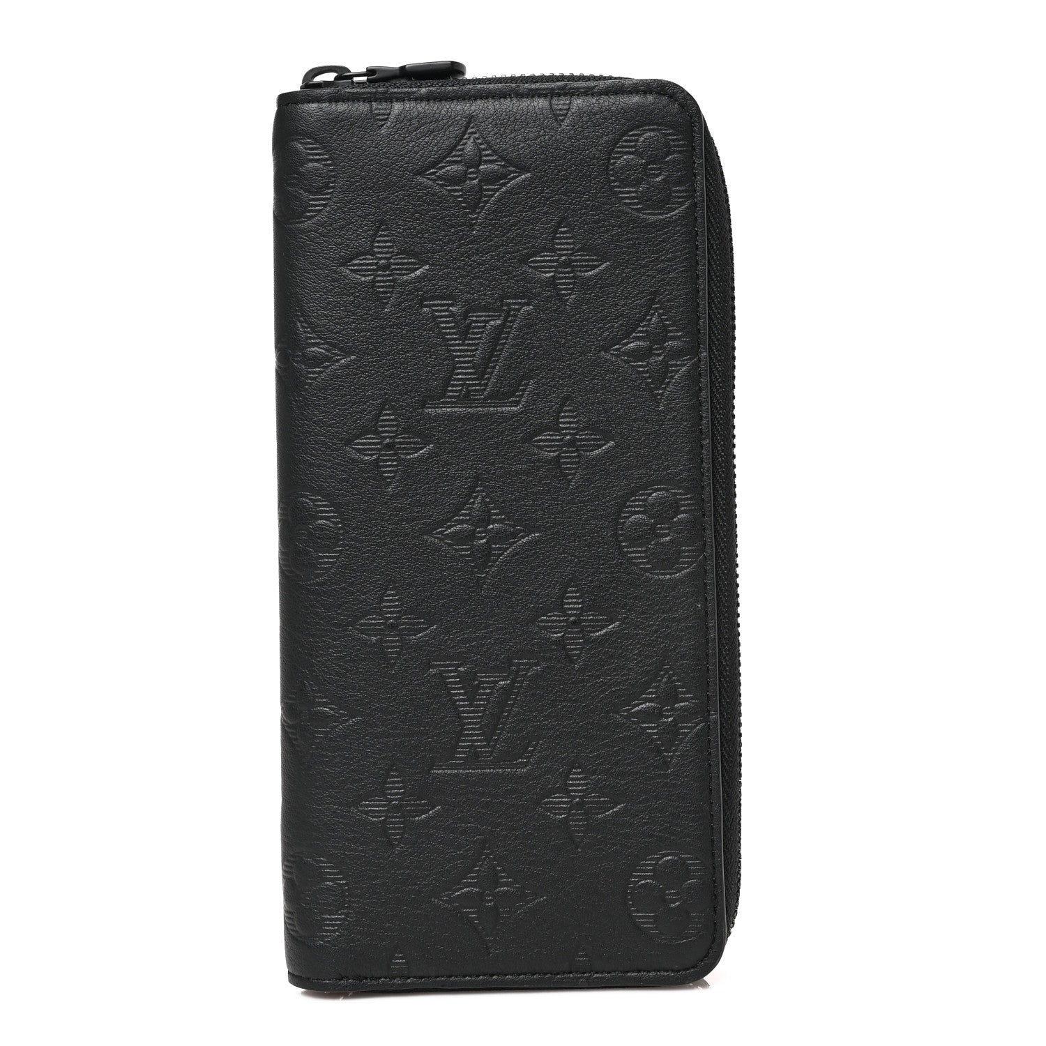 Louis Vuitton Calfskin Monogram Shadow Vertical Zippy Wallet Black 1 of 6