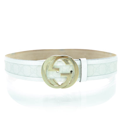 Gucci GG Plus Monogram Calfskin Interlocking G 40mm Belt 85 34 White 1 of 5