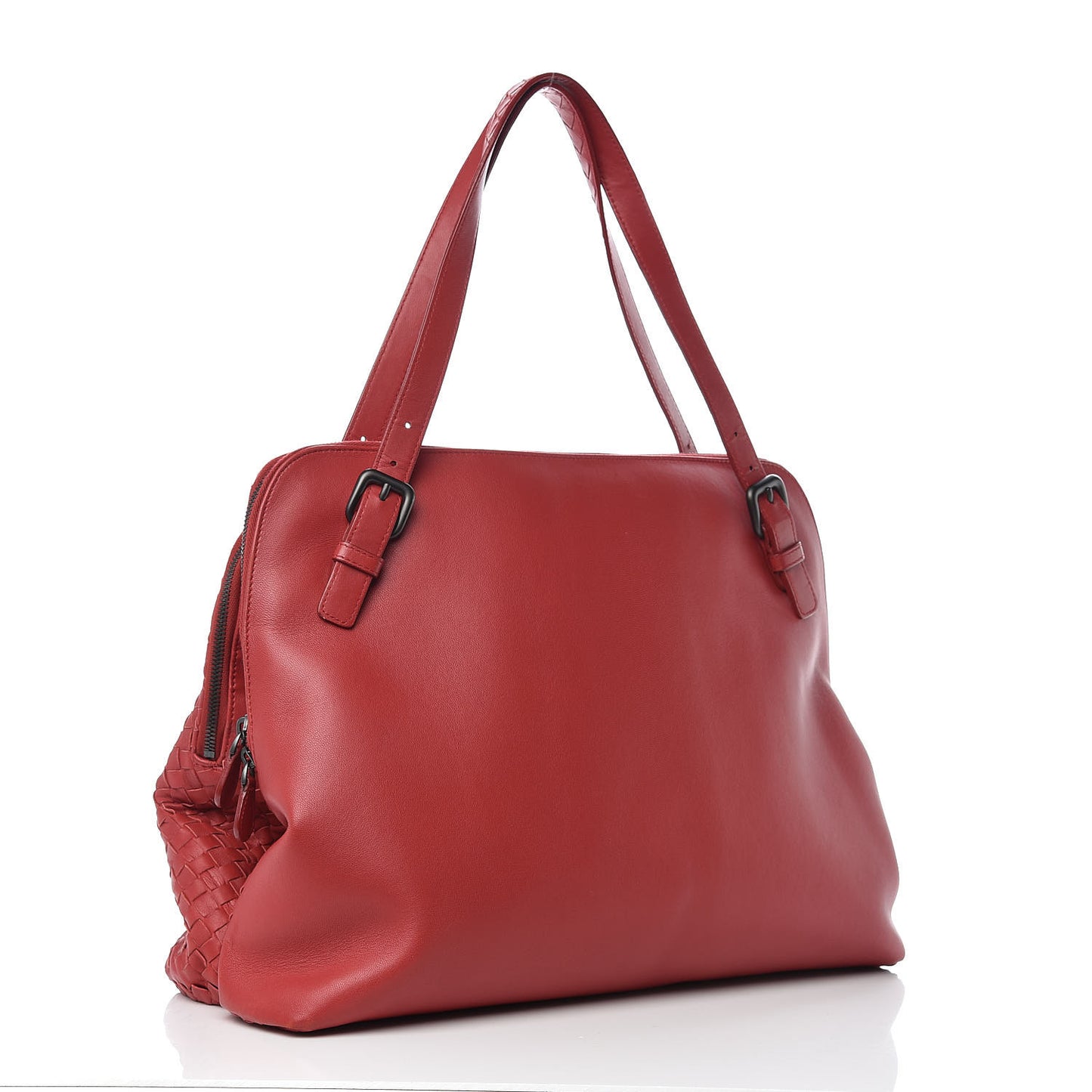 Nappa Intrecciato Double Compartment Tote Red