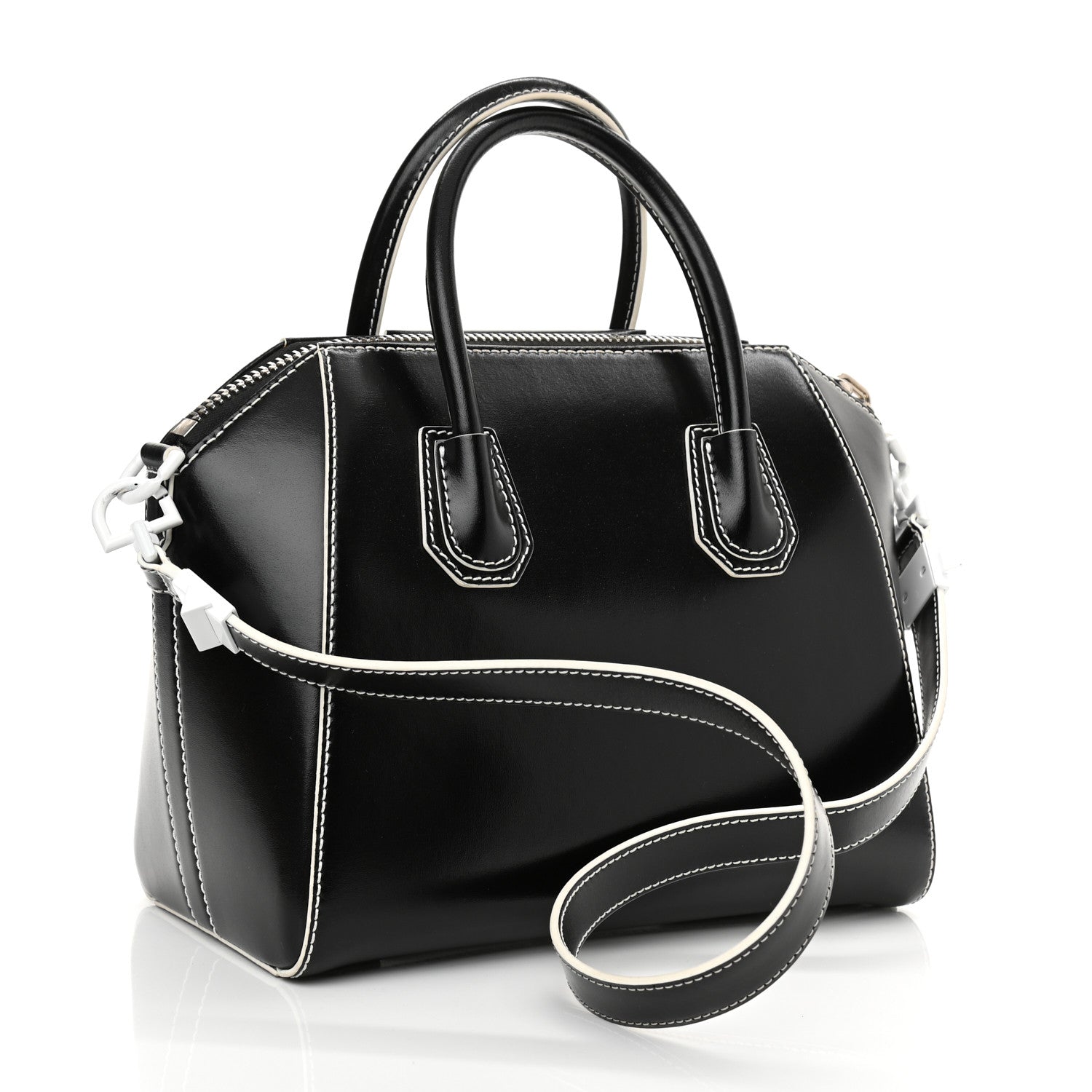 Givenchy Calfskin Contrast Topstitch Small Antigona Black White 3 of 11