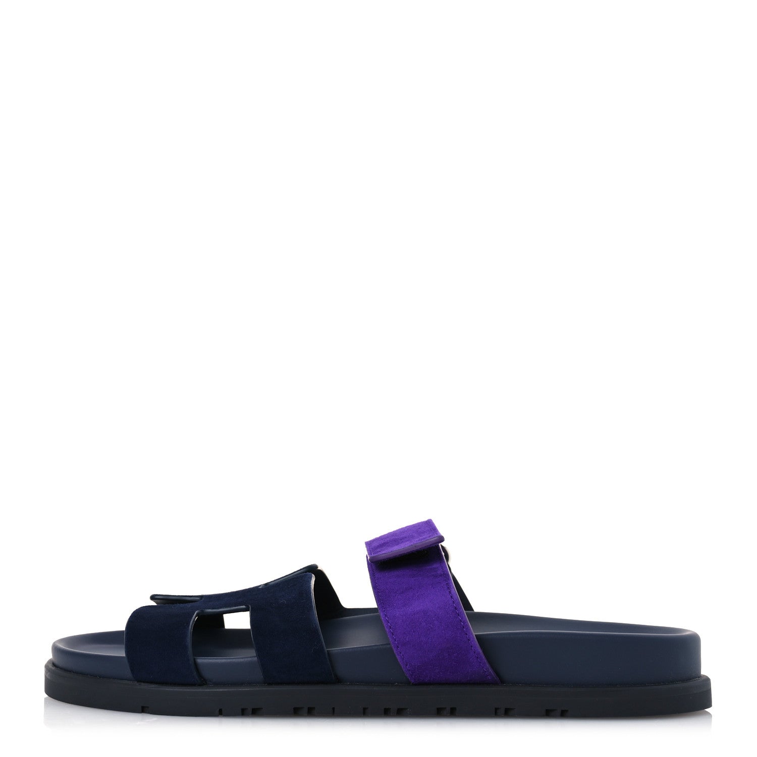 Hermes Suede Goatskin Womens Chypre Sandals 39 Marine Violet Majorette 1 of 10