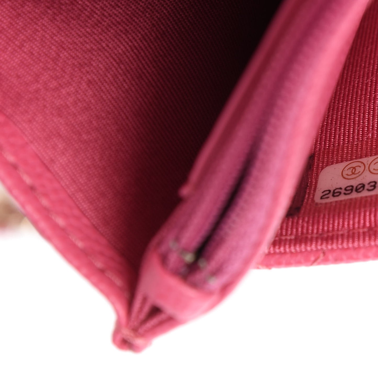 Caviar Quilted Wallet on Chain WOC Pink