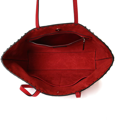 Valentino Garavani Grained Calfskin Small Rockstud Shoulder Tote Rouge Pur 9 of 16