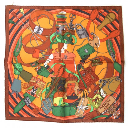 Hermes Silk Twill Madame Cuir Pocket Square Scarf 1 of 4