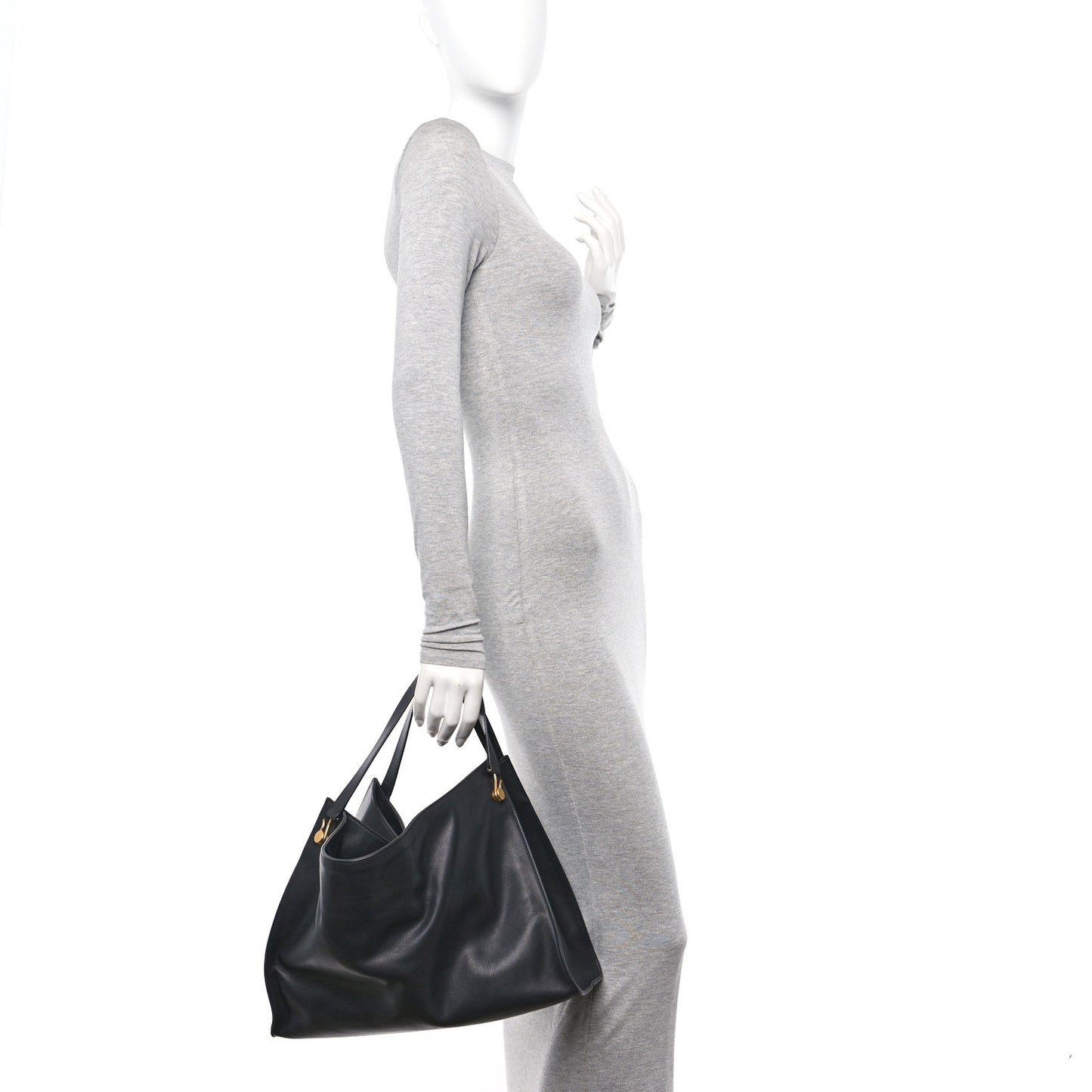 Polished Saddle Calfskin Alexia Bag Black