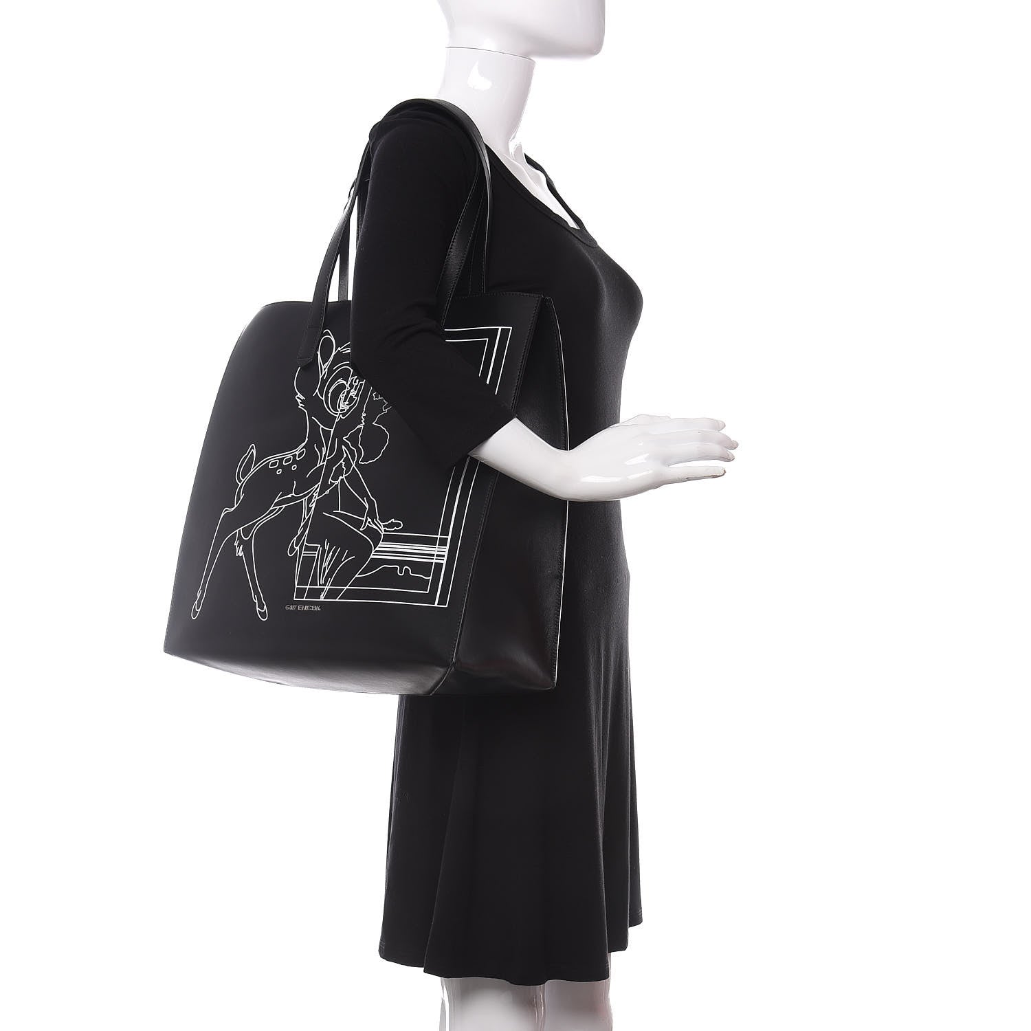 Givenchy Calfskin Bambi Print Medium Stargate Shopper Tote Black 2 of 9