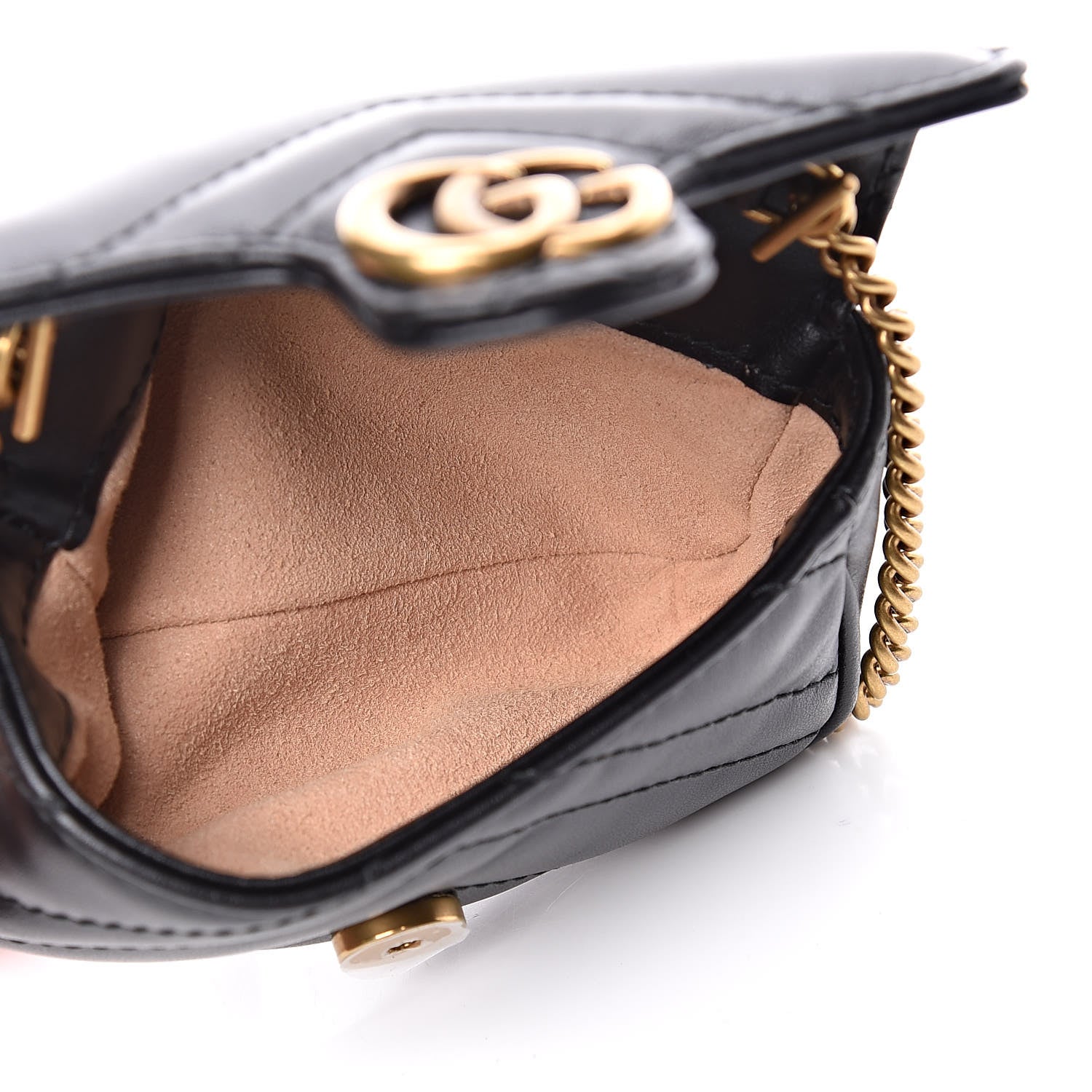 Gucci Calfskin Matelasse GG Marmont 2.0 Coin Purse On A Chain Black 5 of 9