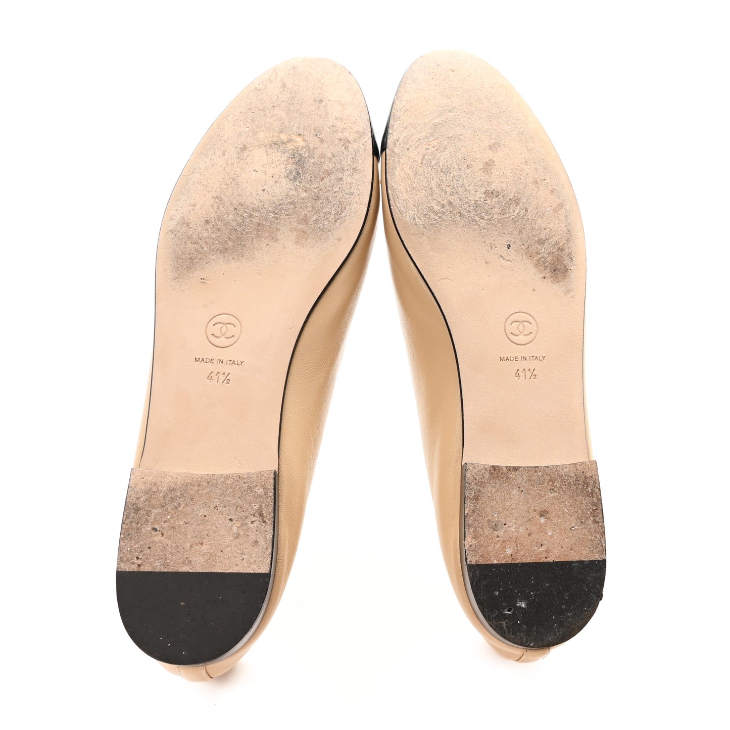 Lambskin Cap Toe CC Ballerina Flats 41.5 Beige Black