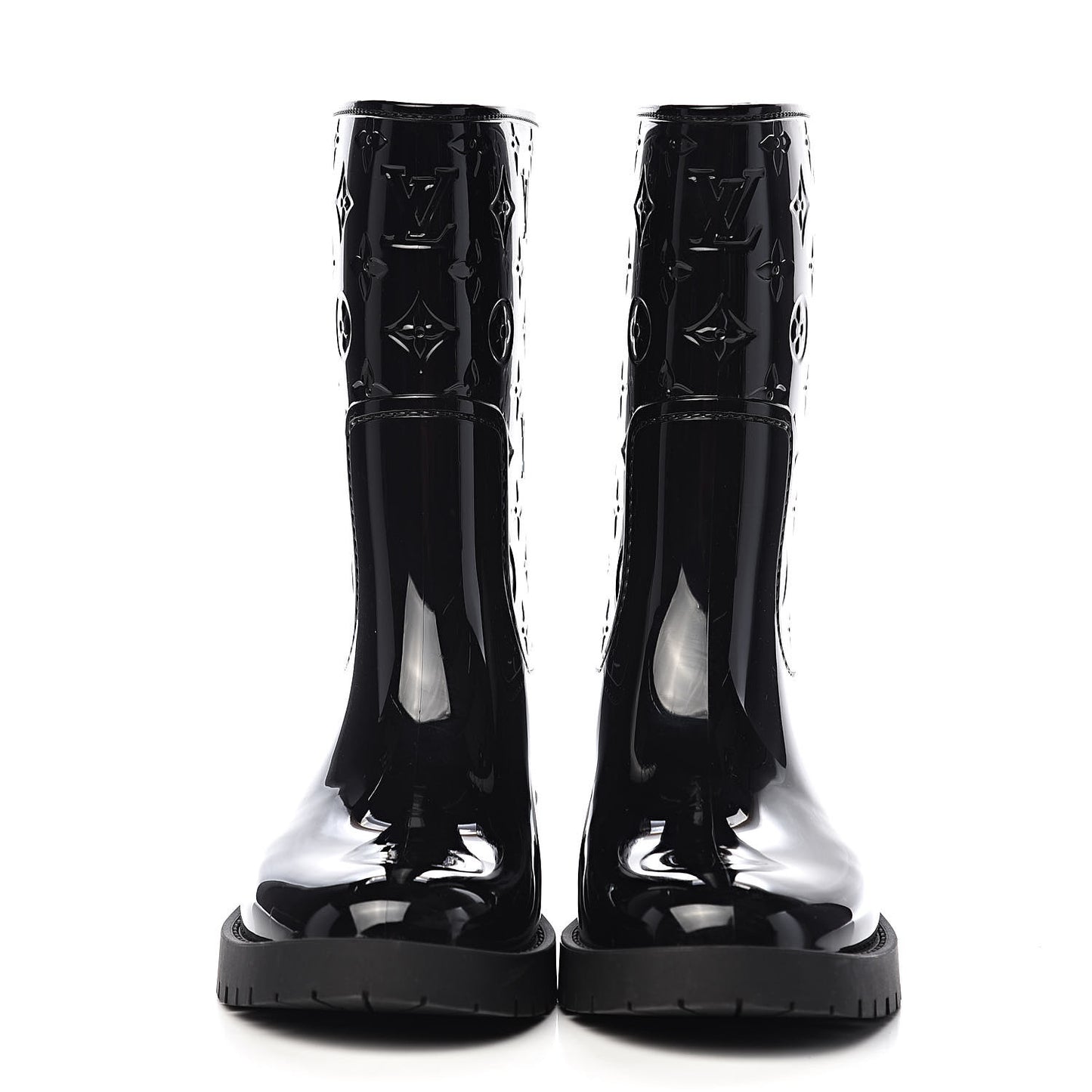 Rubber Embossed Monogram Drops Flat Half Boots 40 Black