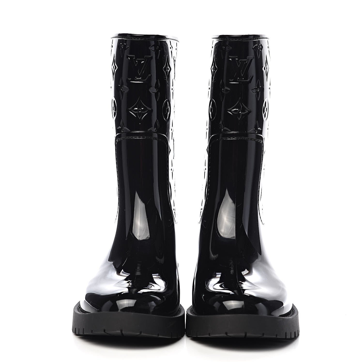 Louis Vuitton Rubber Embossed Monogram Drops Flat Half Boots 40 Black 2 of 9