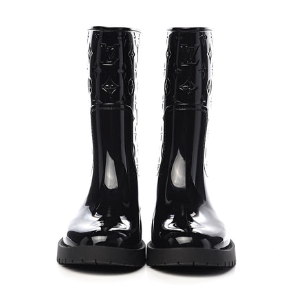 Louis Vuitton Rubber Embossed Monogram Drops Flat Half Boots 40 Black 2 of 9