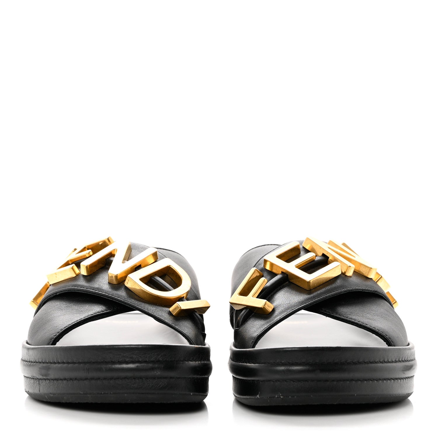 Fendi Vitello Womens Fendigraphy Slide Sandals 38.5 Black 2 of 9