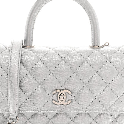 Chanel Metallic Caviar Quilted Mini Coco Handle Flap Silver 8 of 10