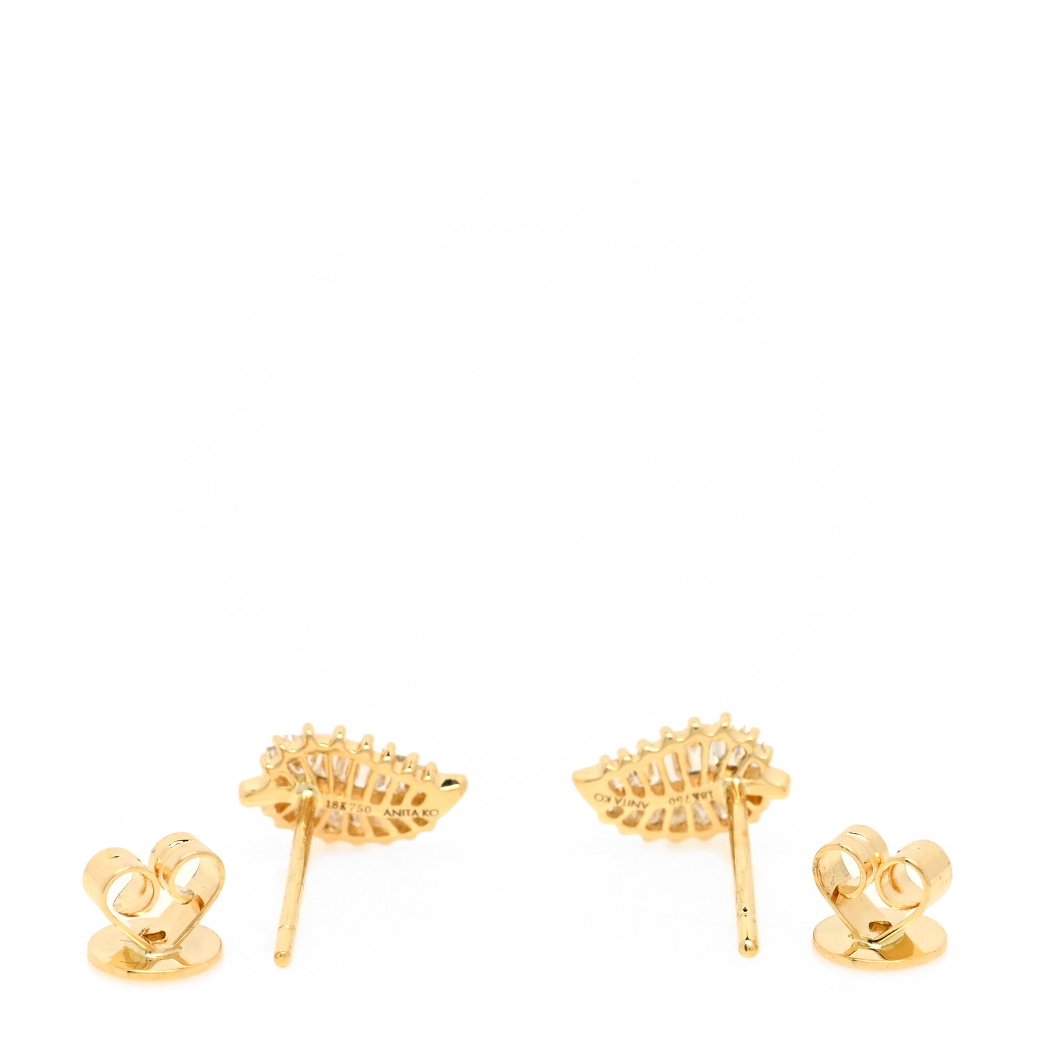 Anita Ko 18K Rose Gold Diamond Small Palm Leaf Earrings 3 of 5