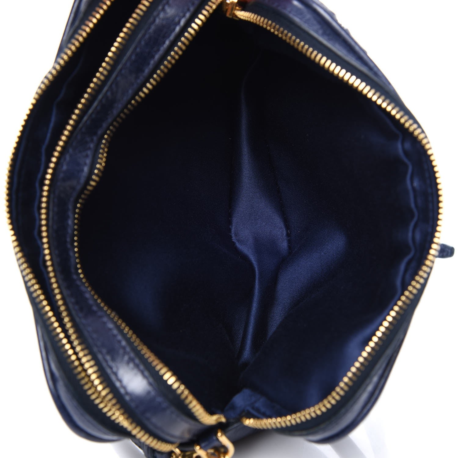 Miu Miu Vitello Lux Matelasse Double Zip Chain Shoulder Bag Bleuette 9 of 9