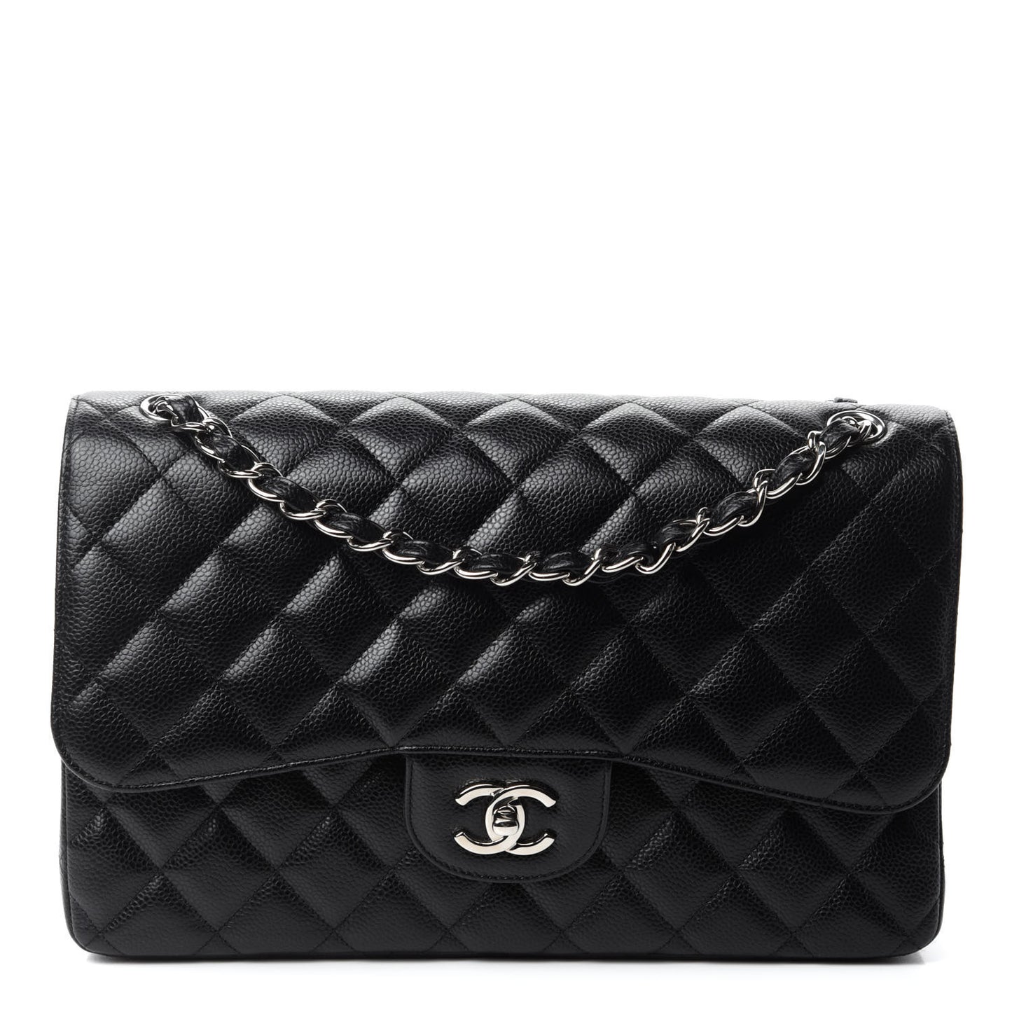 Caviar Quilted Jumbo Double Flap Black