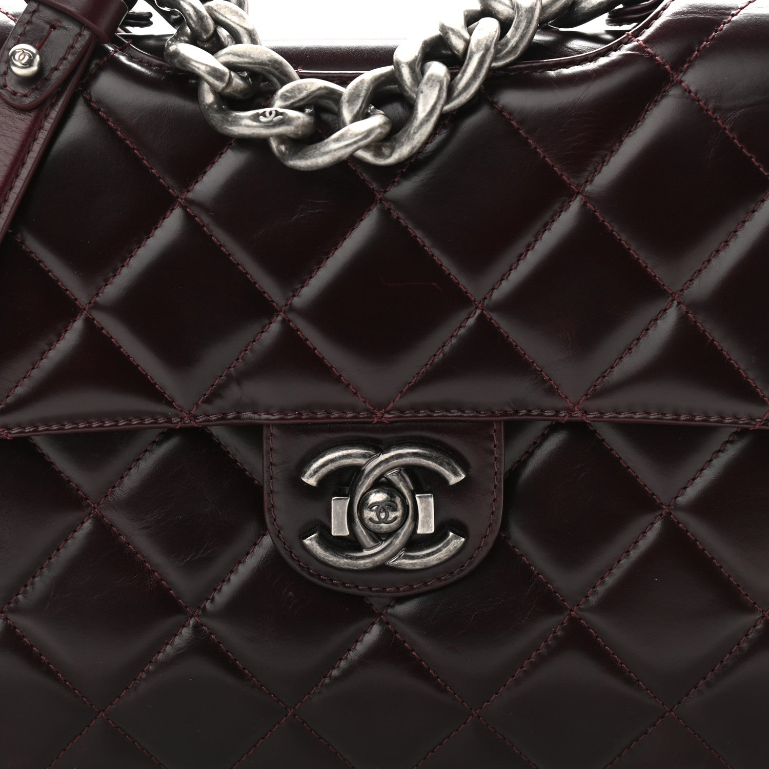 Chanel Calfskin Quilted Large Perfect Edge Flap Burgundy 7 of 12