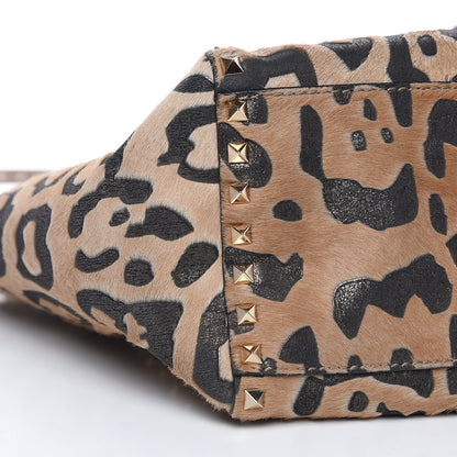 Valentino Garavani Calf Hair Leopard Print Rockstud Double Handle Tote 8 of 13