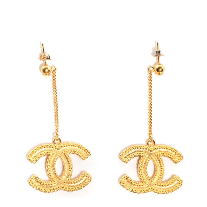 Chanel CC Drop Earrings Matte Gold 1 of 4