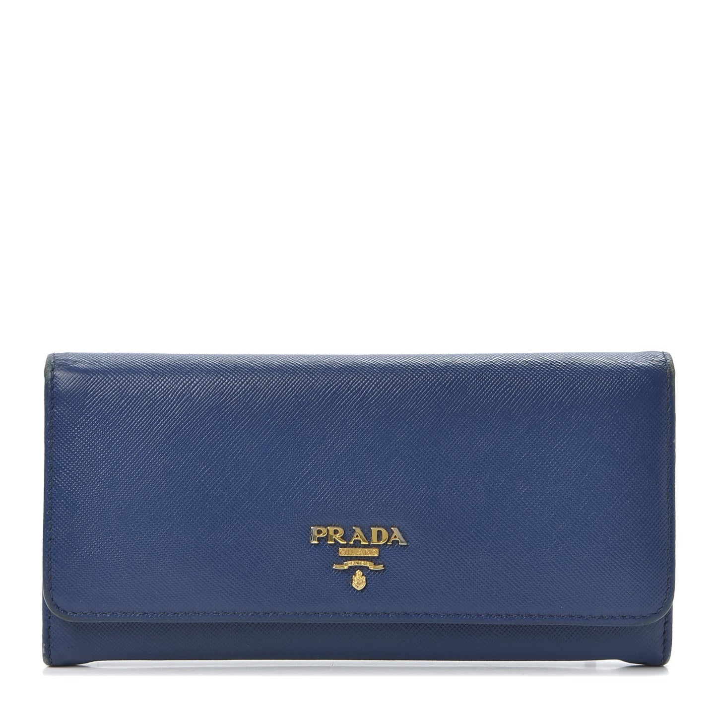 Saffiano Metal Continental Flap Wallet Bluette