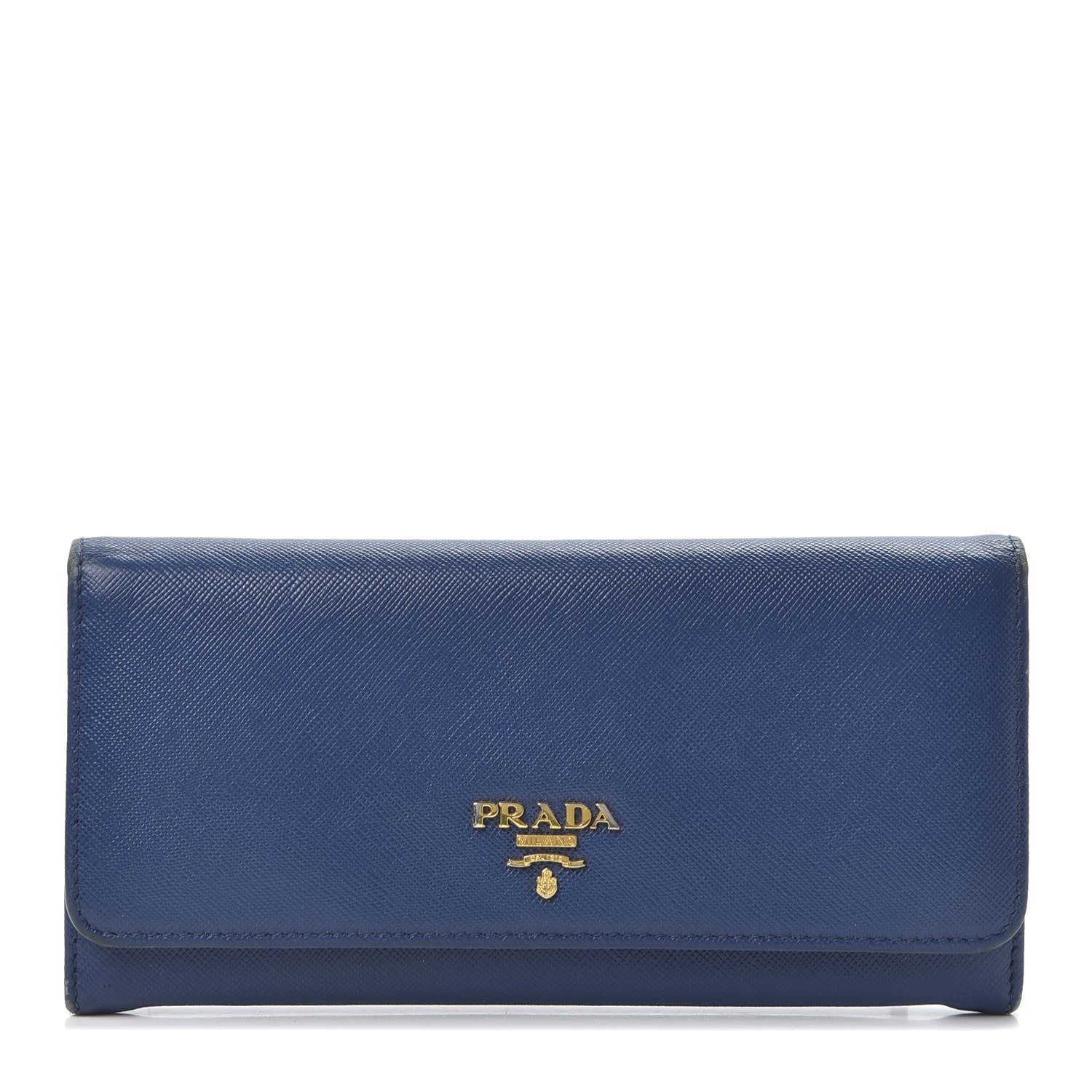 Prada Saffiano Metal Continental Flap Wallet Bluette 1 of 8