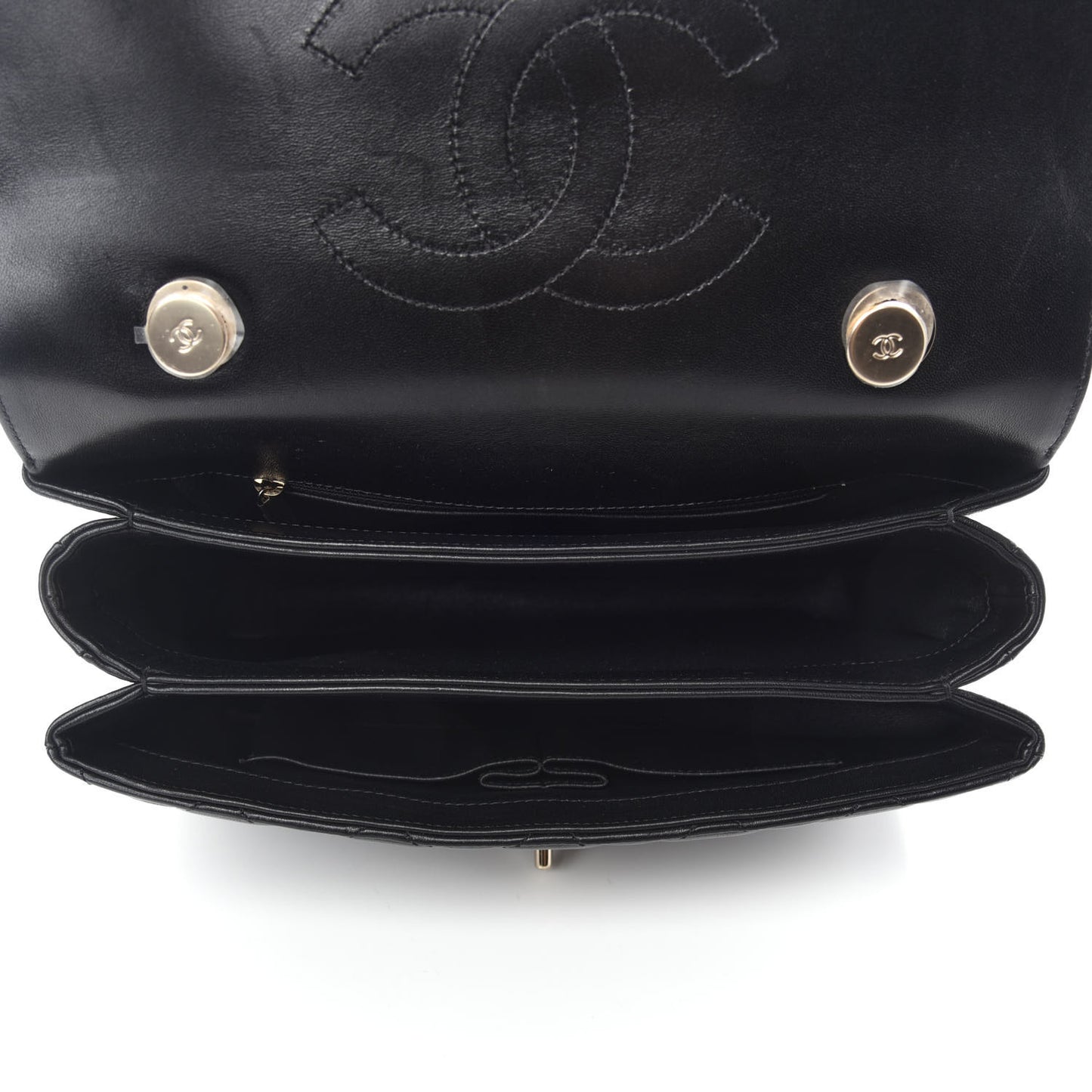 Lambskin Quilted Medium Trendy CC Flap Dual Handle Bag Black