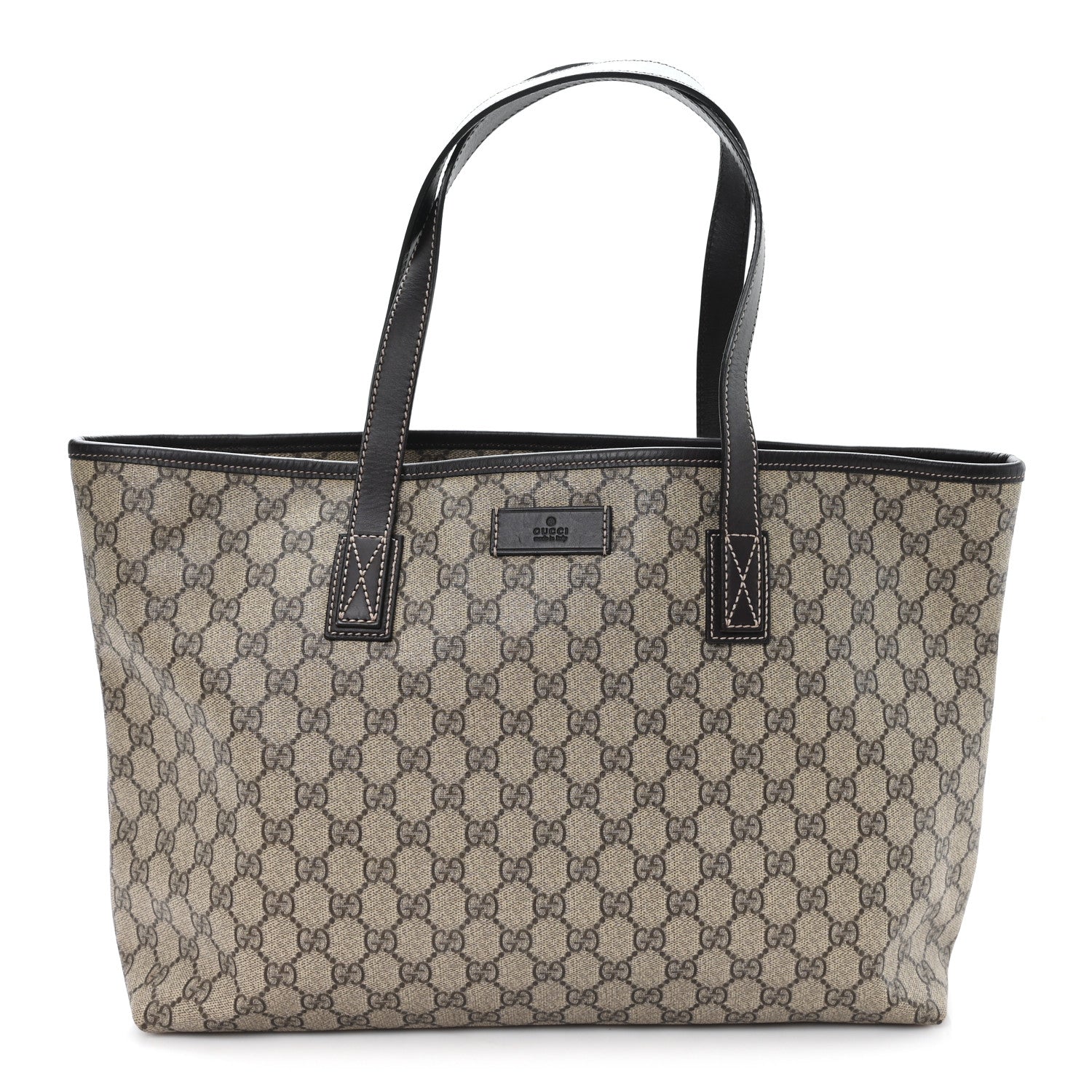 Gucci GG Supreme Monogram Medium Zippered Shopping Tote Dark Brown 1 of 10