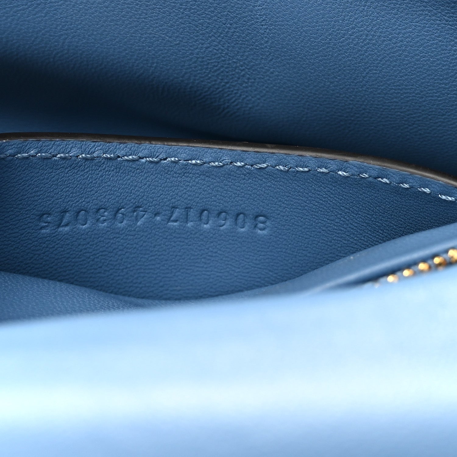 Gucci Lambskin Embossed Mini GG Milano Top Handle Shoulder Bag Blue 7 of 10