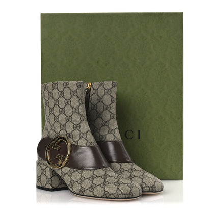Gucci GG Supreme Monogram Malaga Kid Blondie 55mm Ankle Boots 37 Beige Ebony New Acero 12 of 12