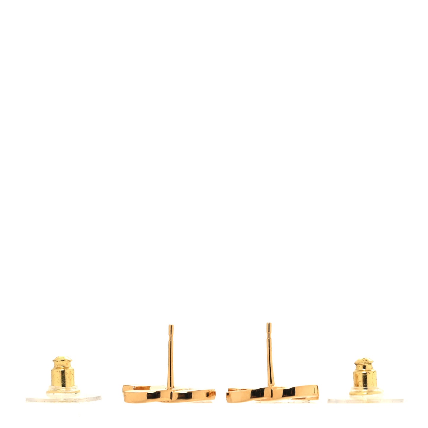 Metal CC Paris Button Stud Earrings Gold