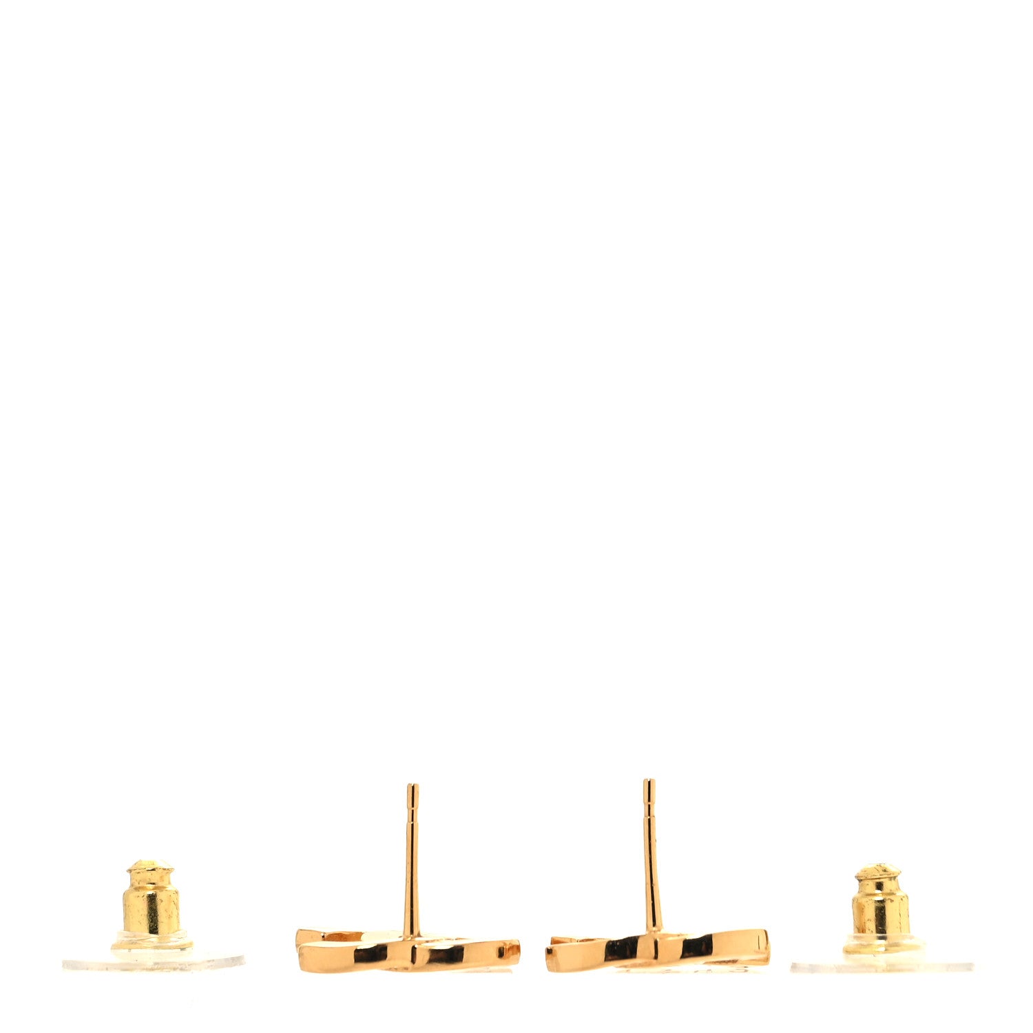 Chanel Metal CC Paris Button Stud Earrings Gold 3 of 5