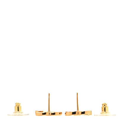 Chanel Metal CC Paris Button Stud Earrings Gold 3 of 5