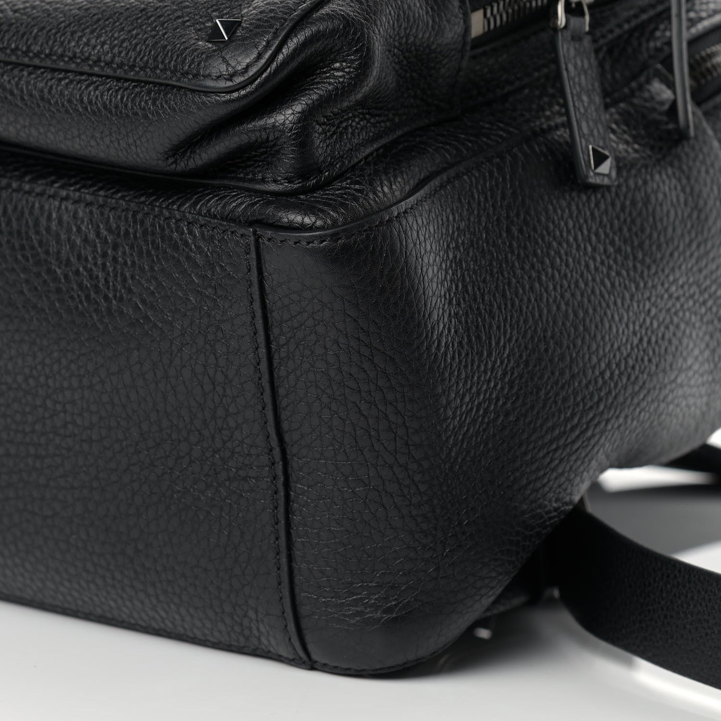 Grained Calfskin Rockstud Backpack Black