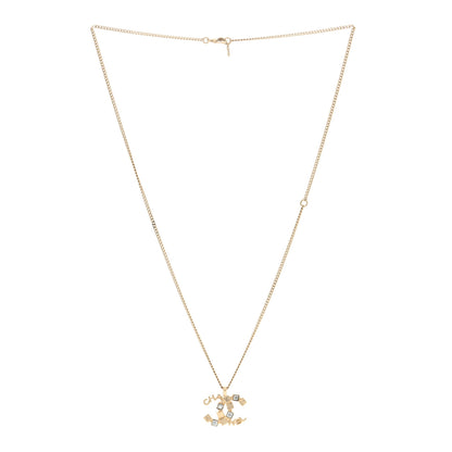 Chanel Baguette Crystal Logo CC Necklace Grey Gold 2 of 3